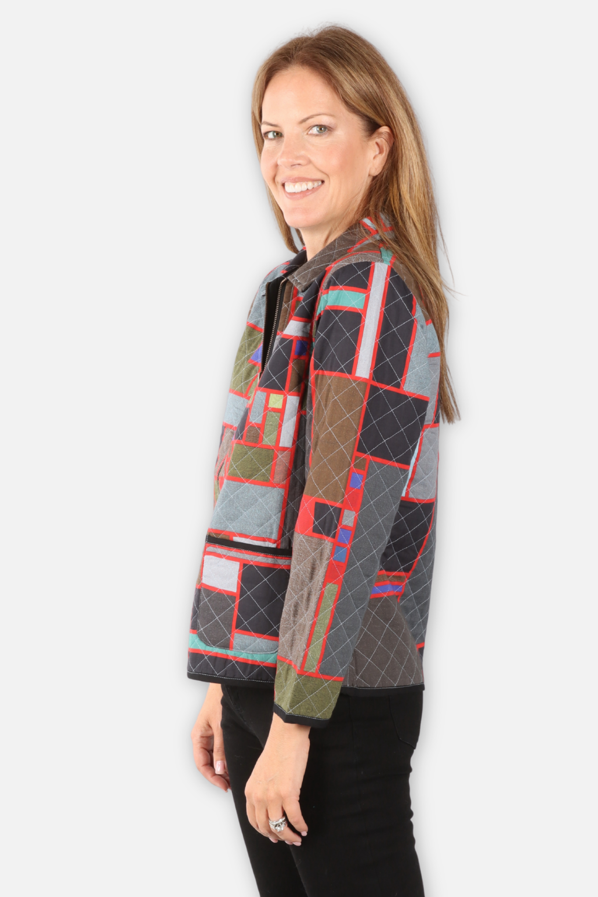 Camryn Quilted Reversible Jacket Plus - Black Multi