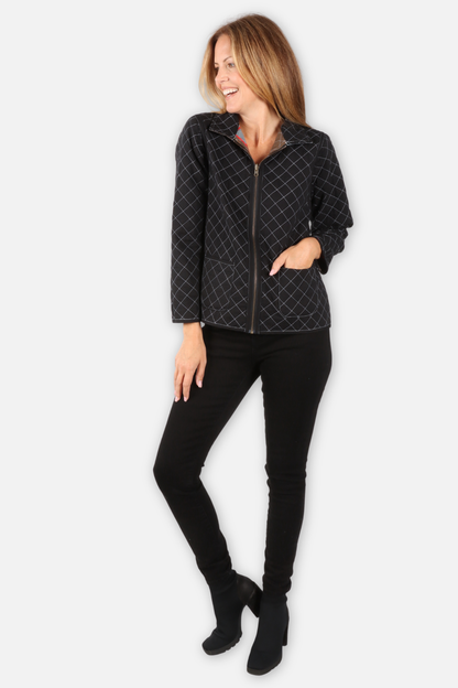 Camryn Quilted Reversible Jacket - Black Multi