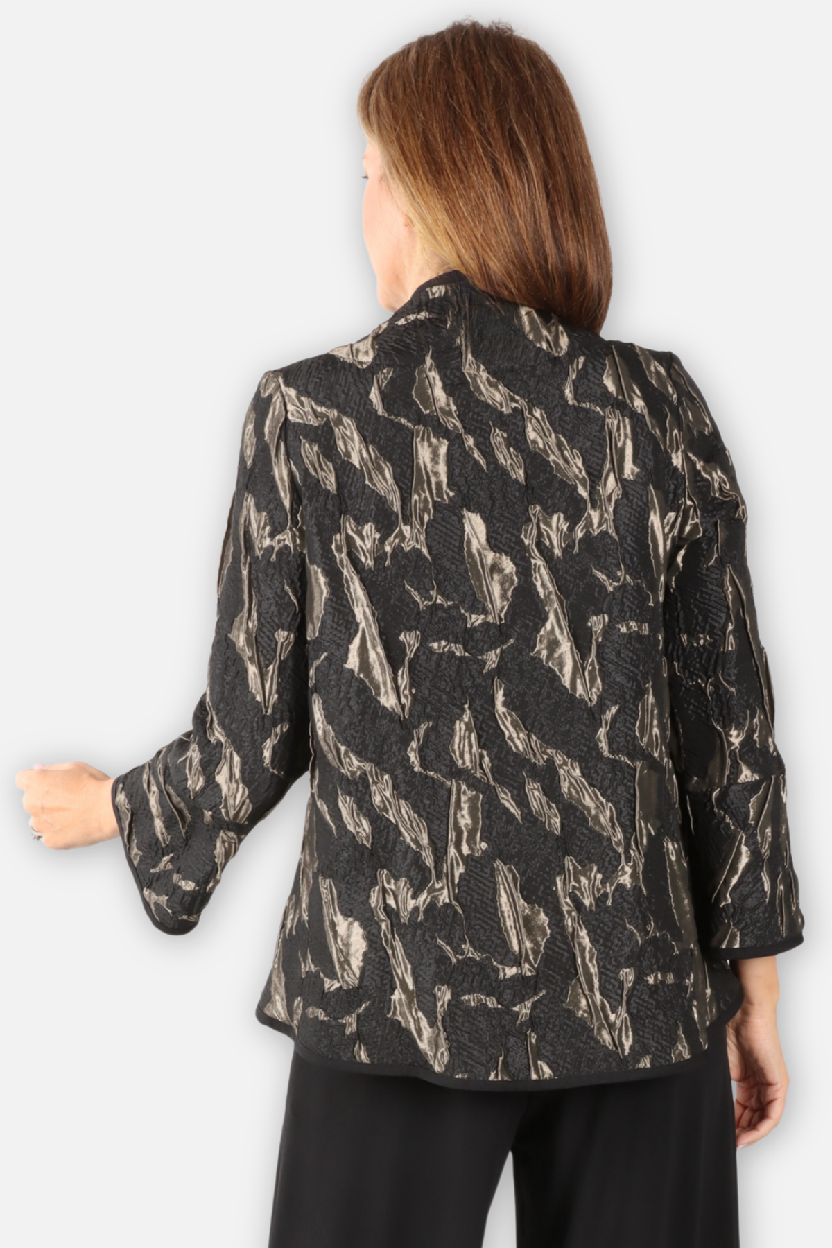 Asymmetric Textured Jacket - Taupe & Black