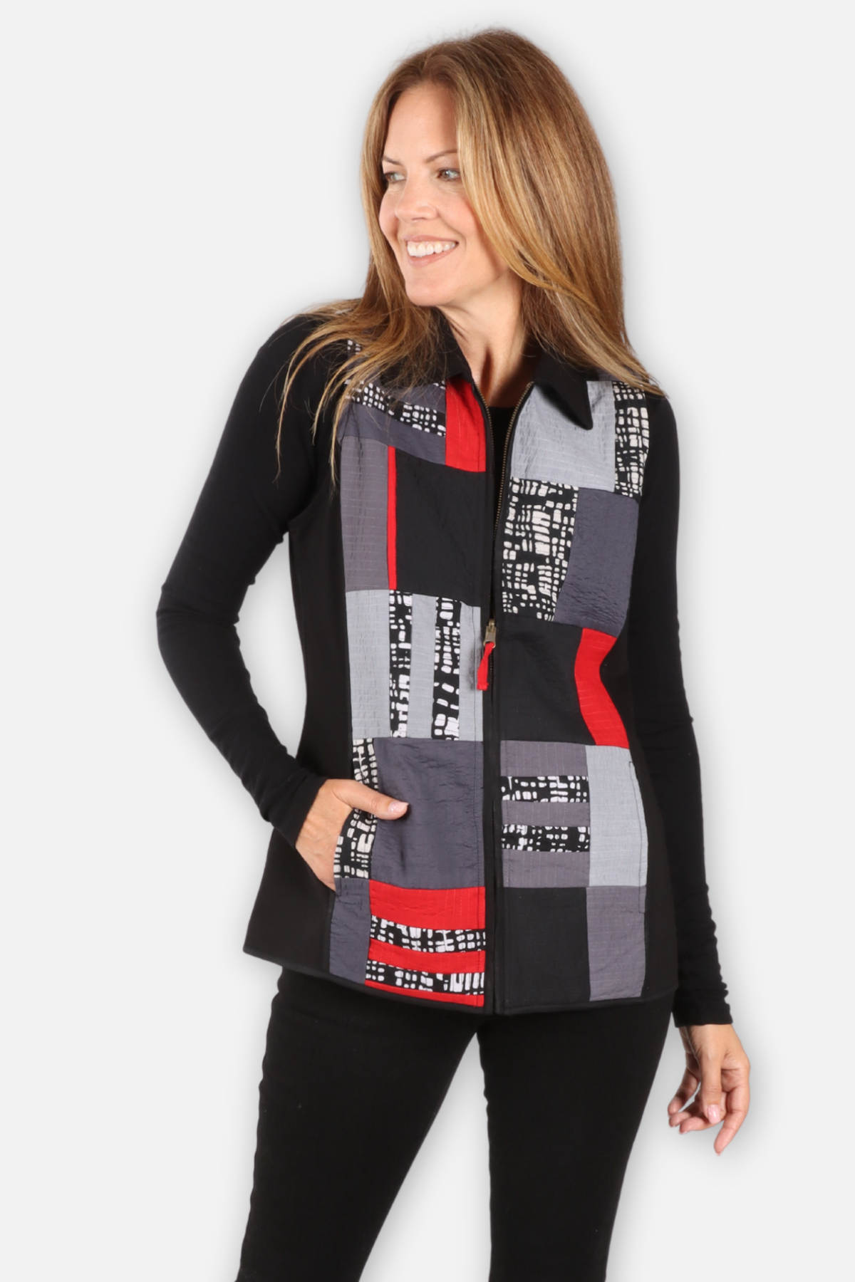 Ella Reversible Vest - Black Multi