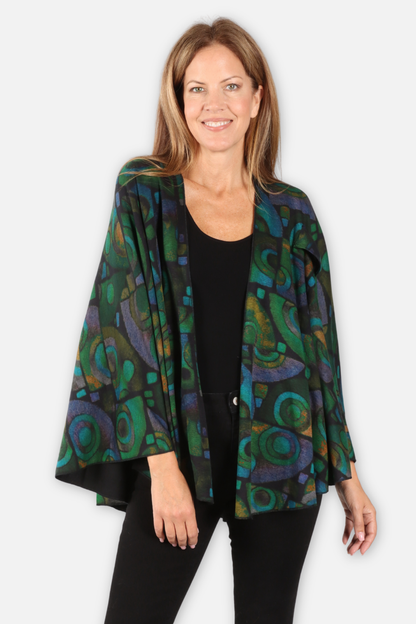 Hanna Reversible Wrap - Green Multi & Black