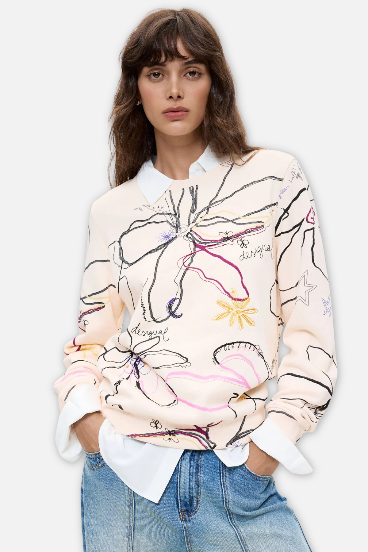 Floral Print Sweatshirt - Blanco