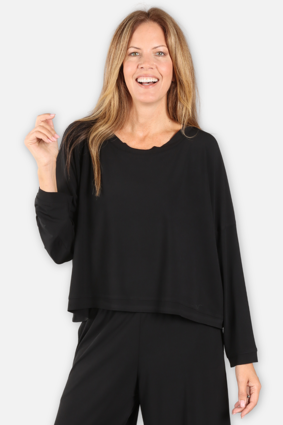 Boxy Jersey Pullover - Black