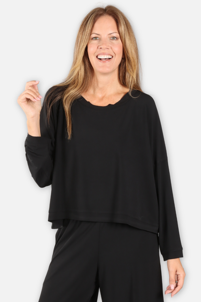 Boxy Jersey Pullover - Black