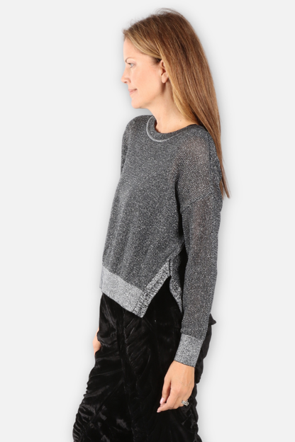 Metallic Mini Seed Stitch Sweater - Black