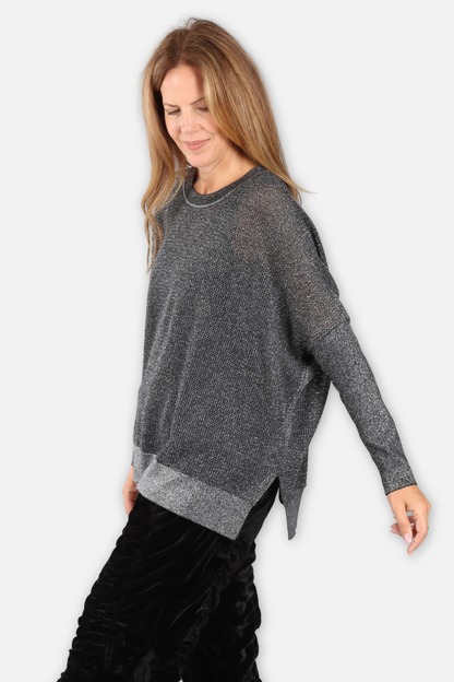 Metallic Seed Stitch Oversized Sweater