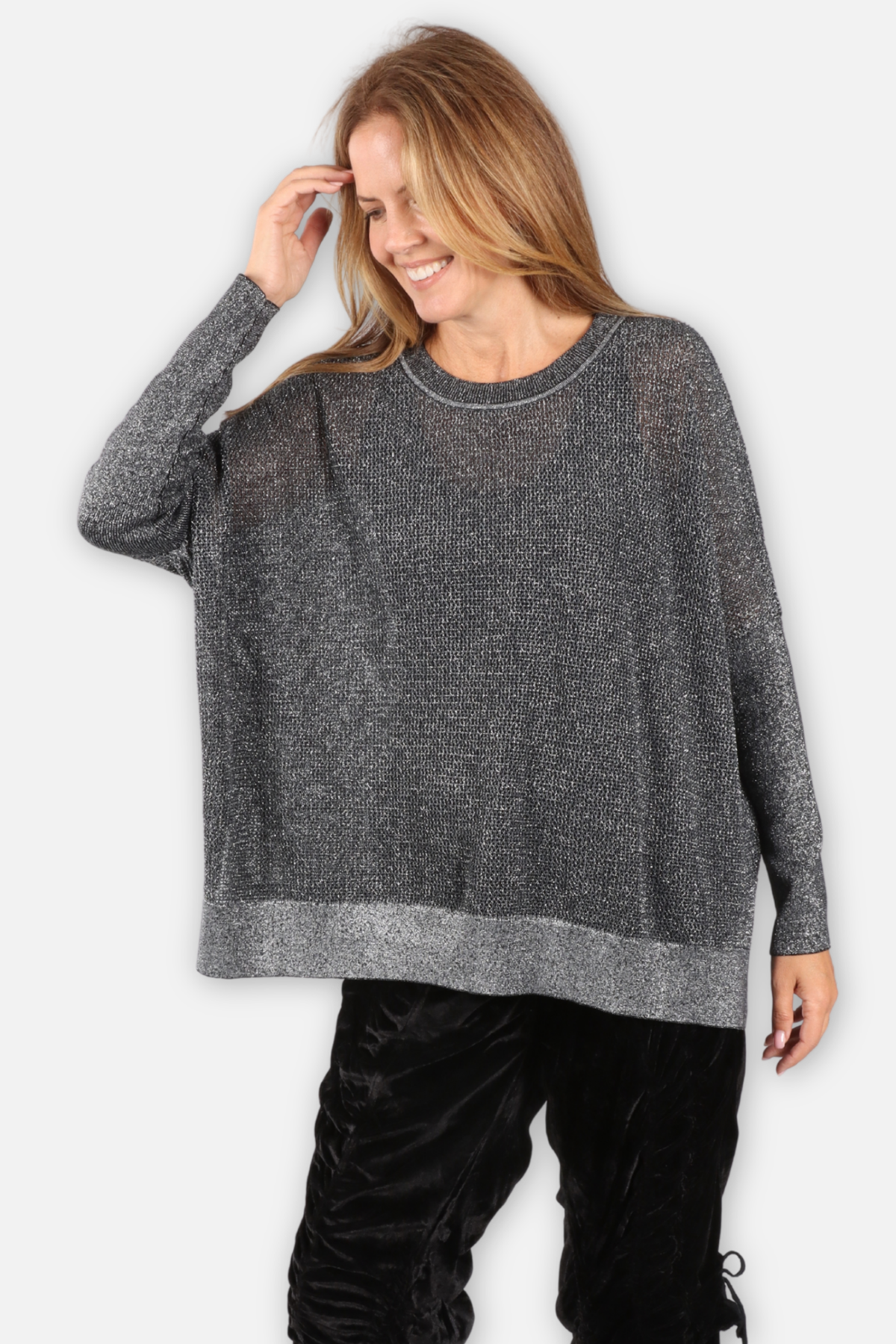 Metallic Seed Stitch Oversized Sweater