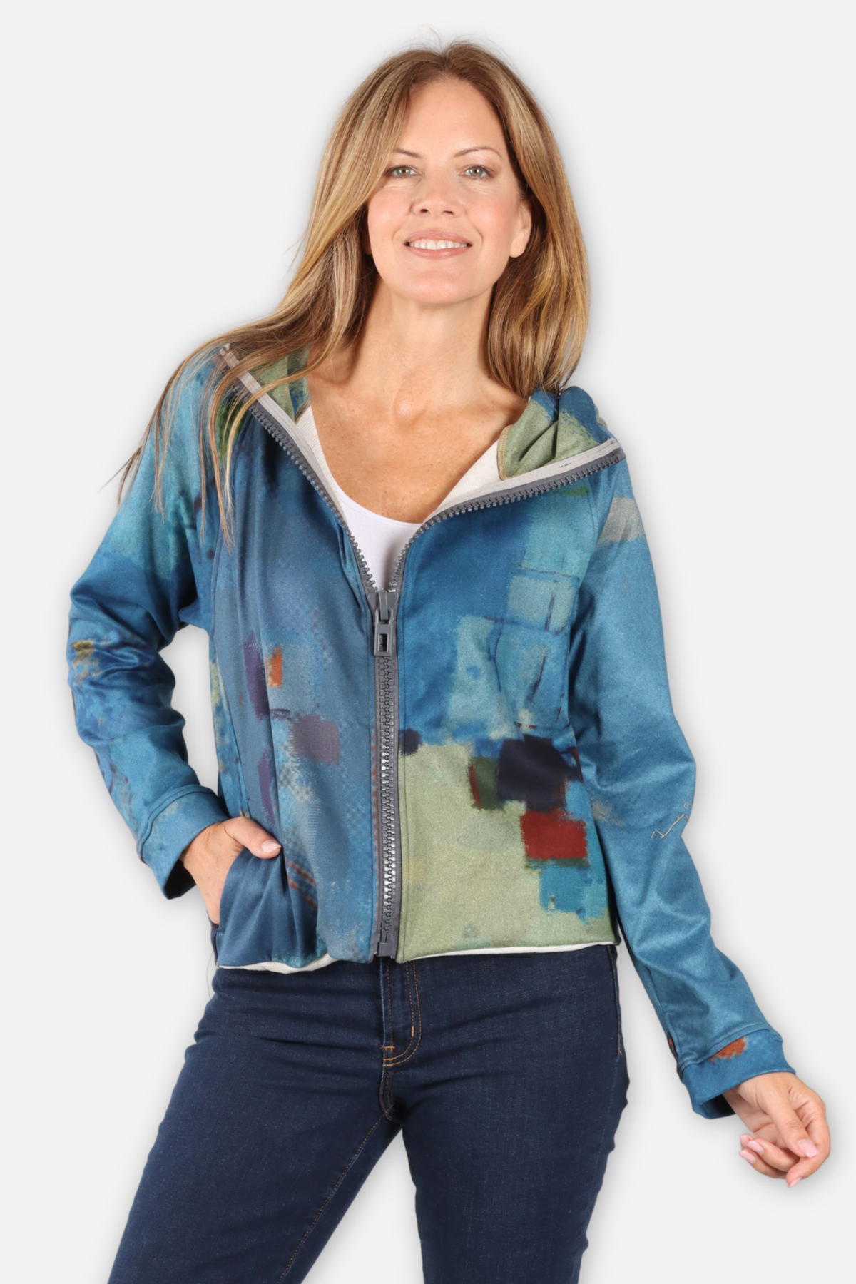 Zip Hoodie Jacket - Multi Blue