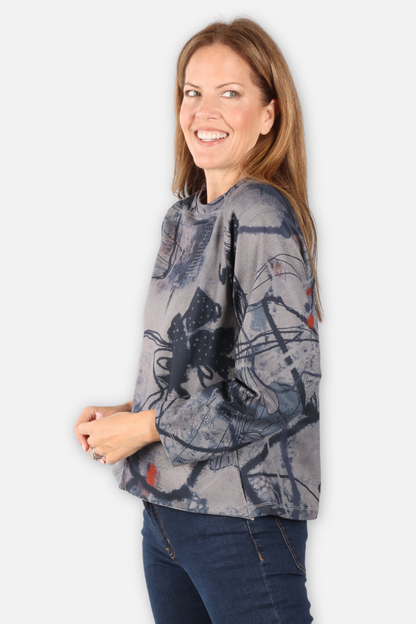 Round Neck Pocket Top - Flower Combo