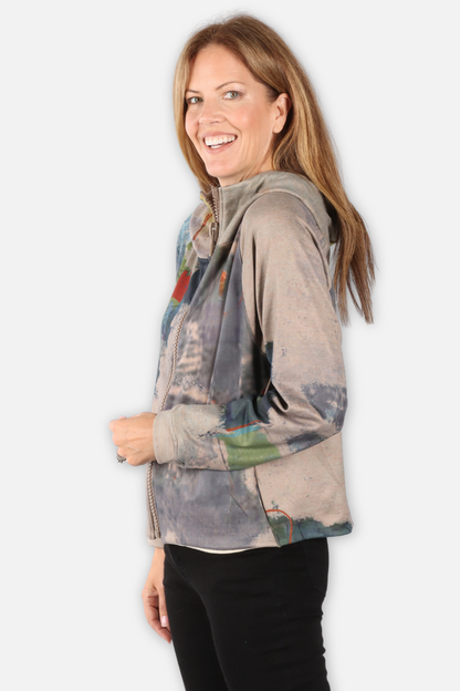 Zip Hoodie Jacket - Multi Gray