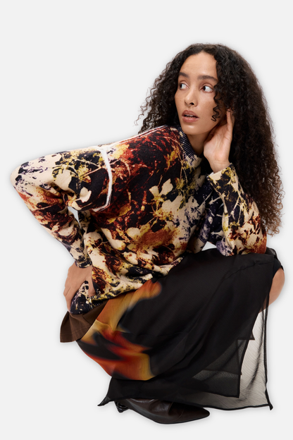 Fine Knit Camo Sweater - Rojo Multi