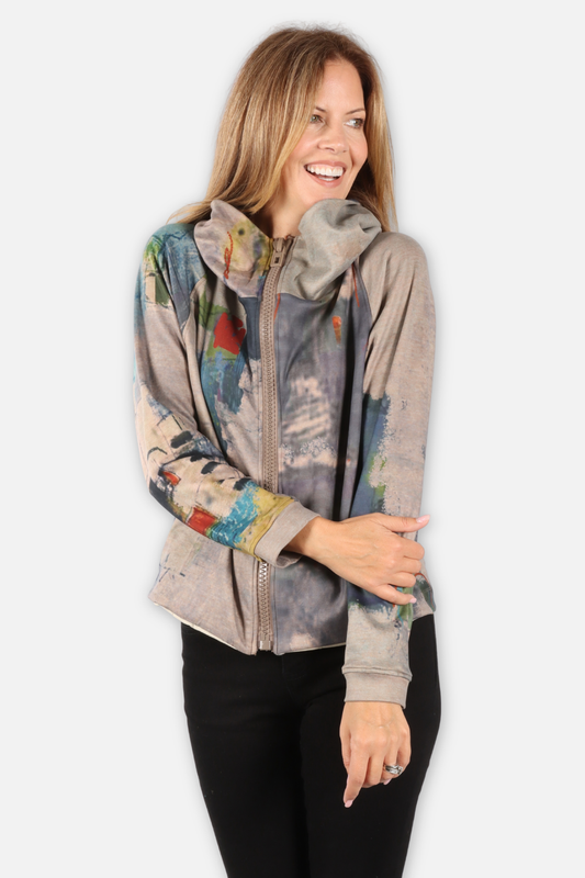 Zip Hoodie Jacket - Multi Gray