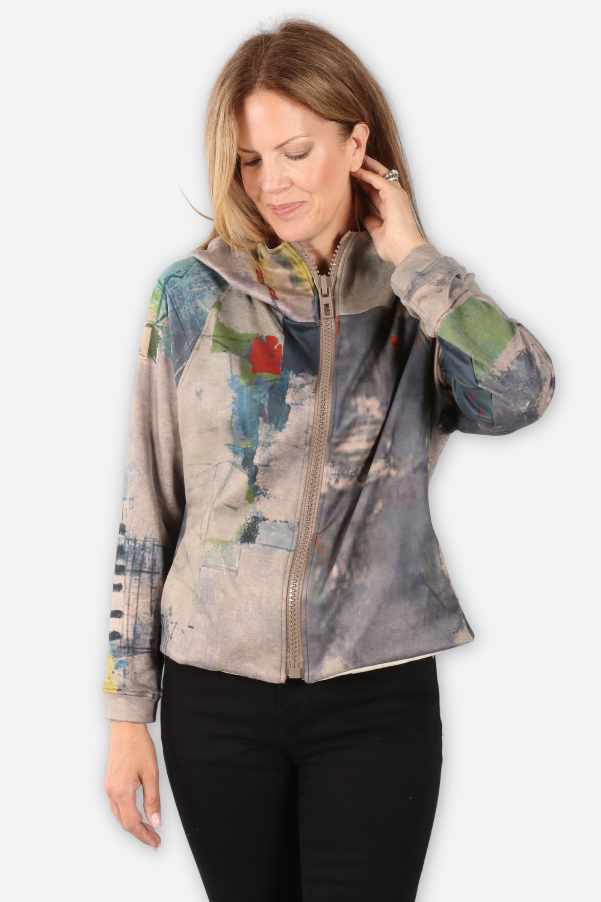 Zip Hoodie Jacket - Multi Gray