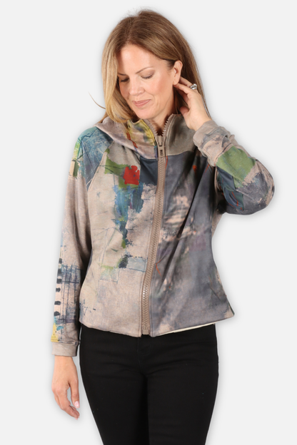 Zip Hoodie Jacket - Multi Gray