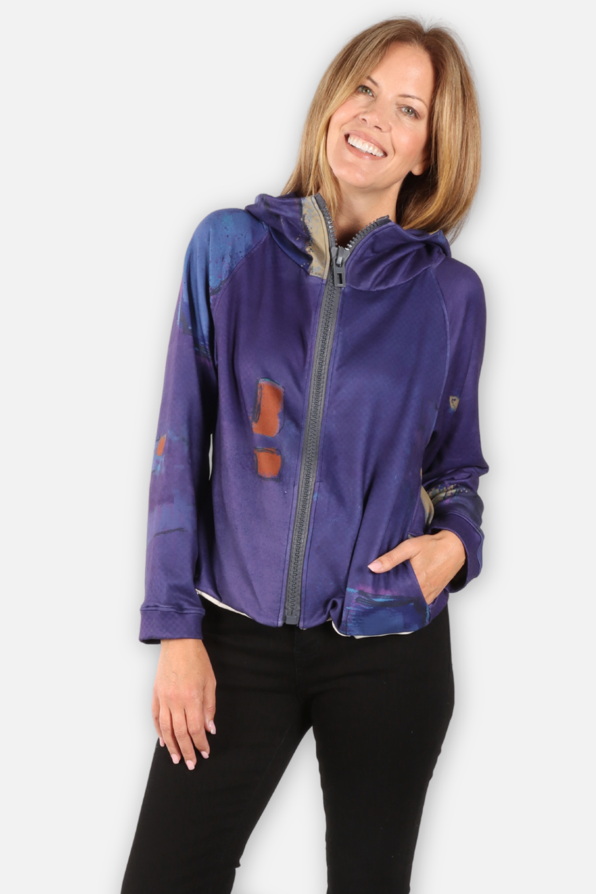 Zip Hoodie Jacket - Multi Purple