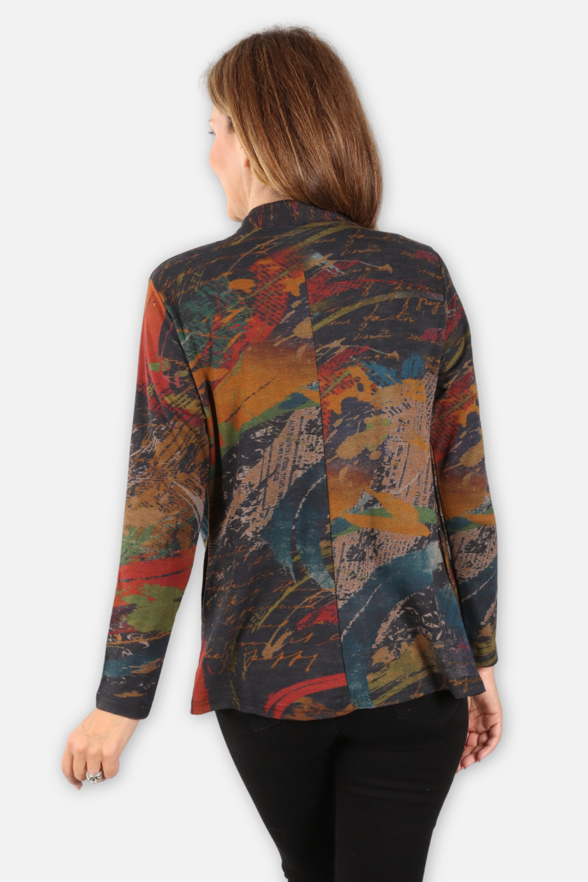 Selena Open Front Jacket Plus - Black Multi