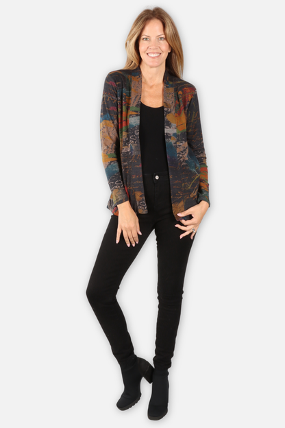 Selena Open Front Jacket Plus - Black Multi