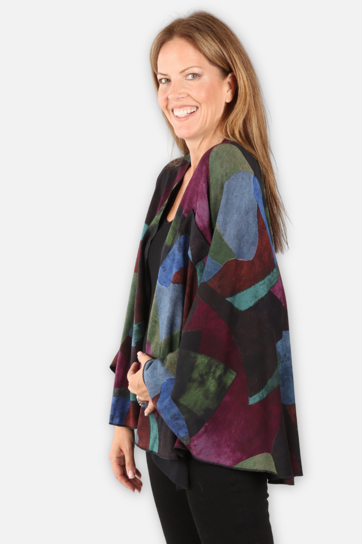 Jackie Reversible Wrap - Blue Multi & Black
