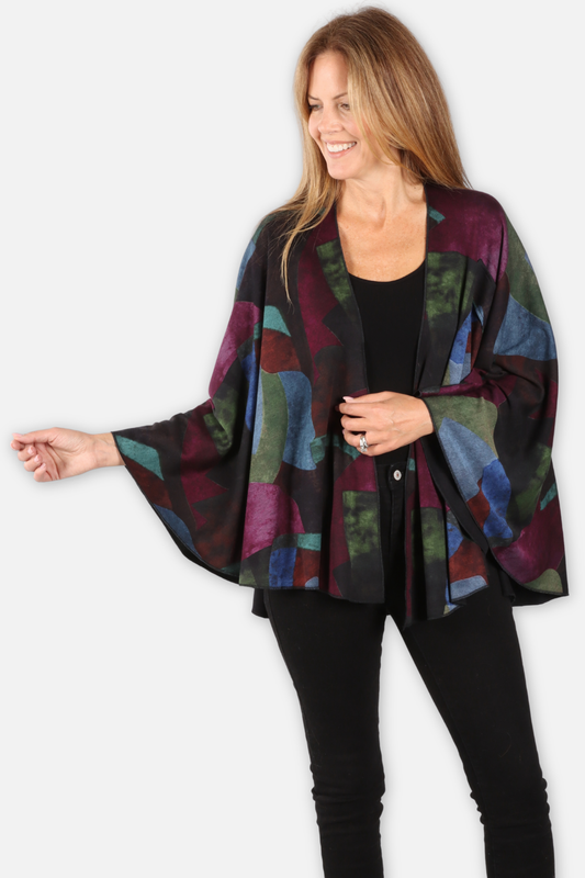 Jackie Reversible Wrap - Blue Multi & Black