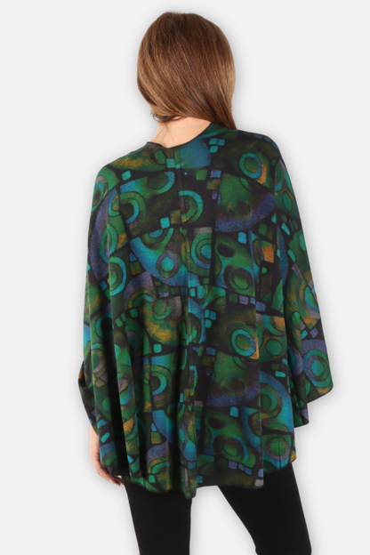 Hanna Reversible Wrap - Green Multi & Black