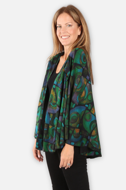 Hanna Reversible Wrap - Green Multi & Black