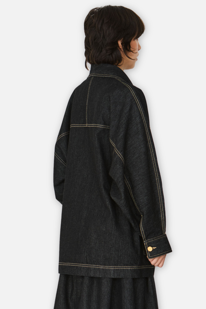 Izar Shirt Jacket - Black Denim