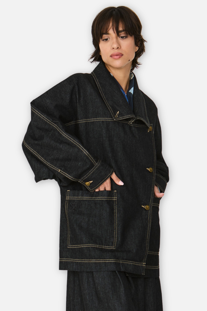 Izar Shirt Jacket - Black Denim