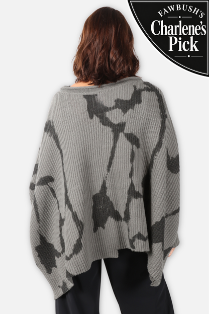 Hand Painted Oversized Sweater - Grey