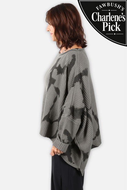 Hand Painted Oversized Sweater - Grey