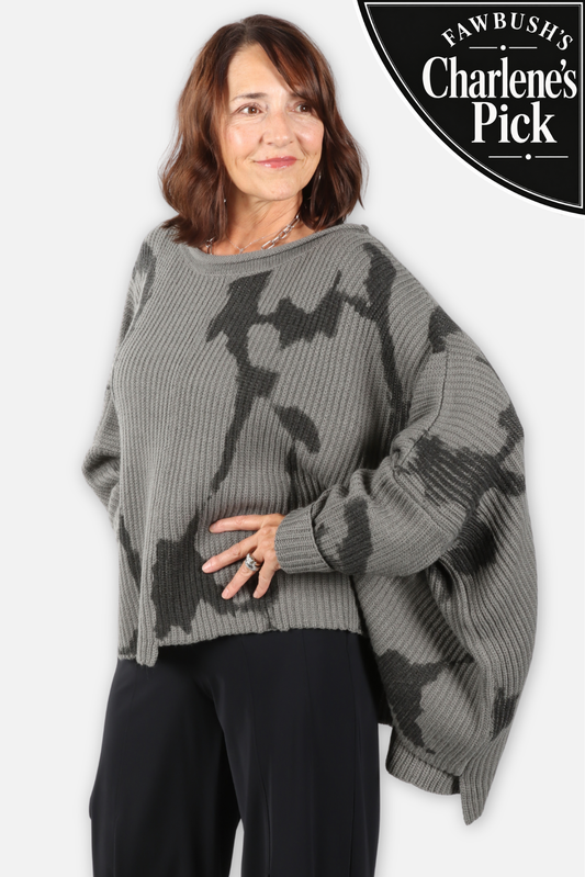 Hand Painted Oversized Sweater - Grey