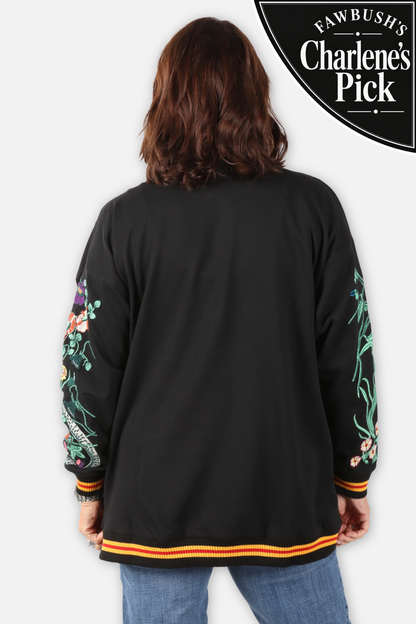 Embroidered Cardigan - Night Floral