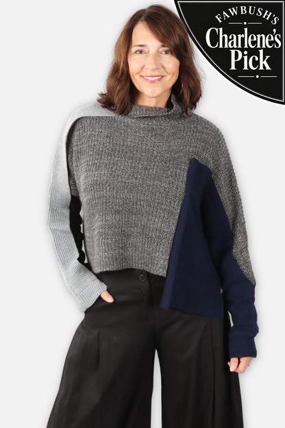 Abstract Block Sweater - Grey Multi