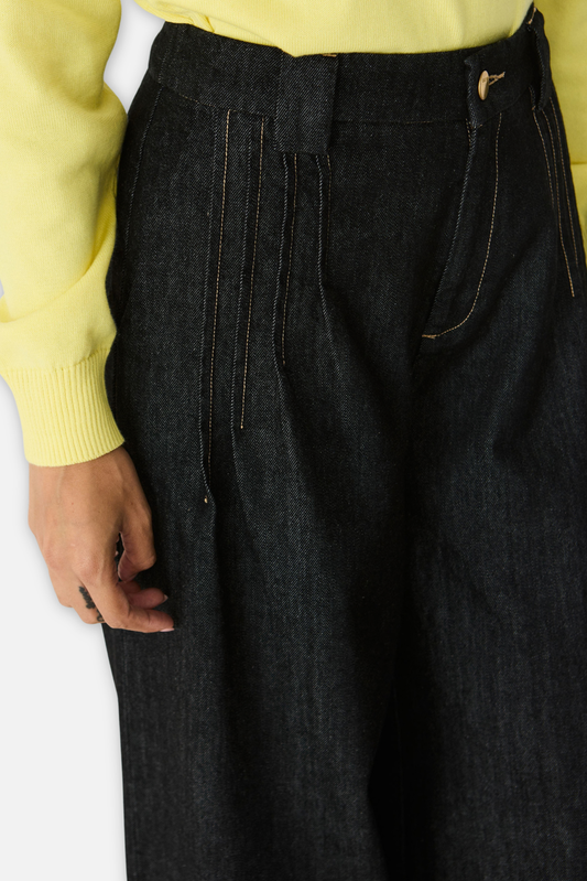 Amalur Palazzo Trouser - Black Denim