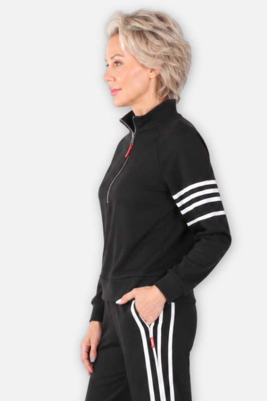 Scuba 1/4 Zip Pullover Top - Black