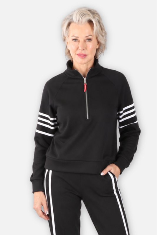 Scuba 1/4 Zip Pullover Top - Black