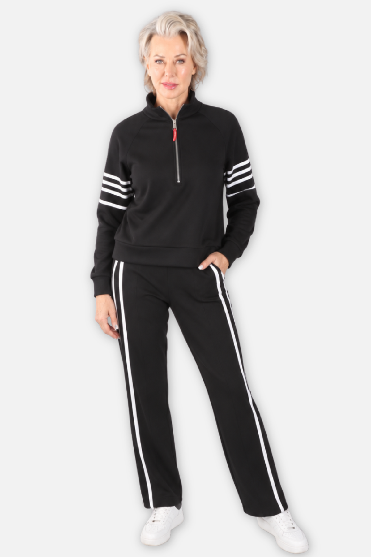 Scuba 1/4 Zip Pullover Top - Black