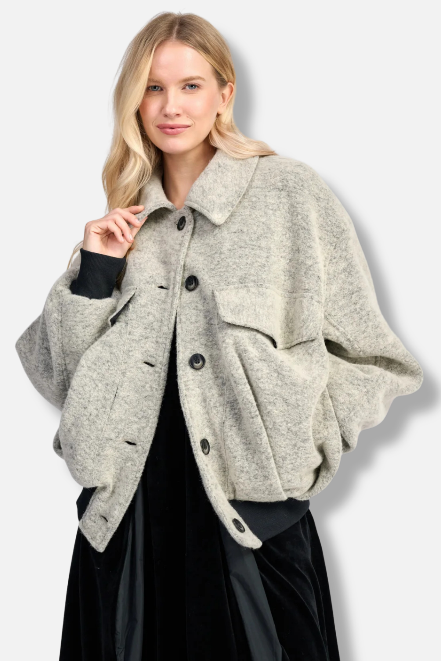 Urban Brushed Varsity Jacket - Cloud Grey