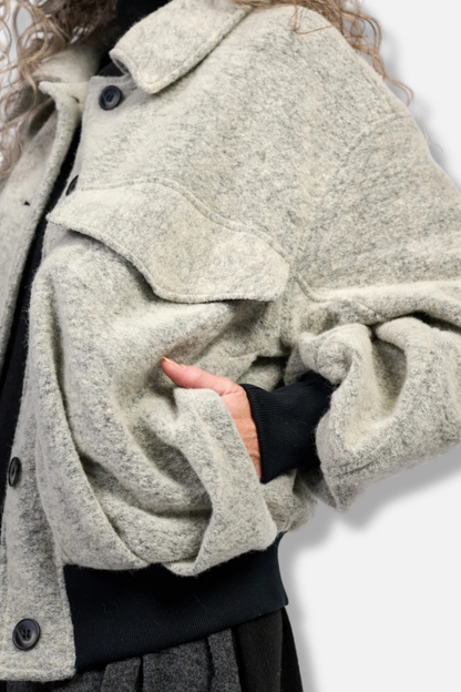 Urban Brushed Varsity Jacket - Cloud Grey