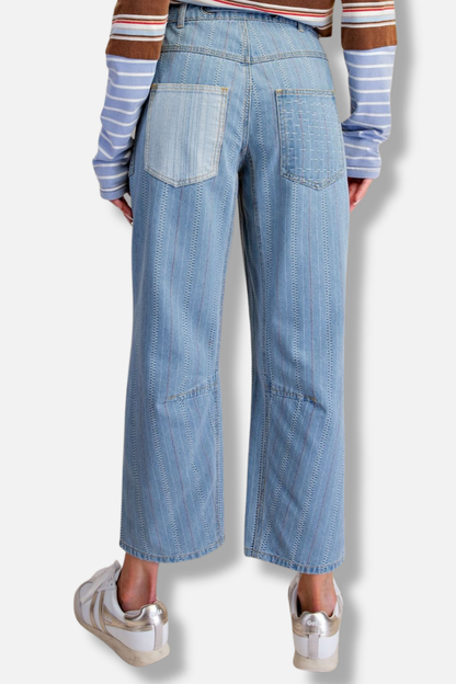  Embroidered Barrel Denim - Light Denim 