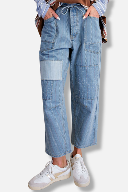  Embroidered Barrel Denim - Light Denim 