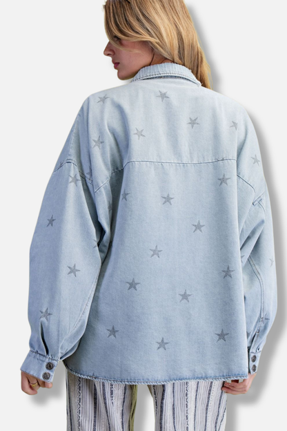 Star Denim Shacket - Light Denim