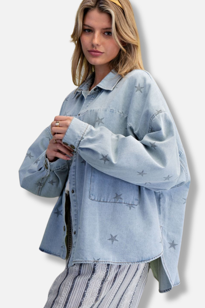 Star Denim Shacket - Light Denim