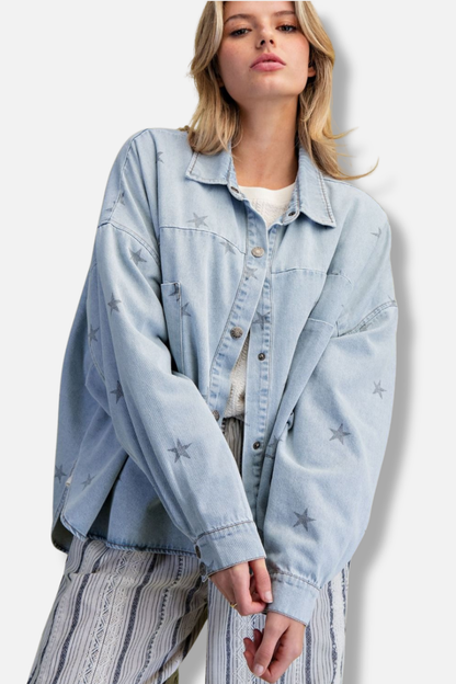 Star Denim Shacket - Light Denim