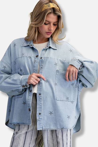 Star Denim Shacket - Light Denim