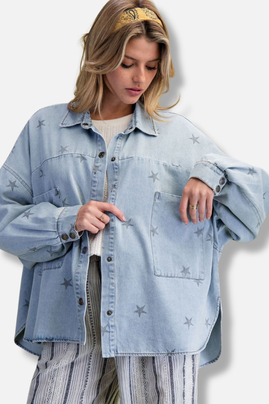 Star Denim Shacket - Light Denim