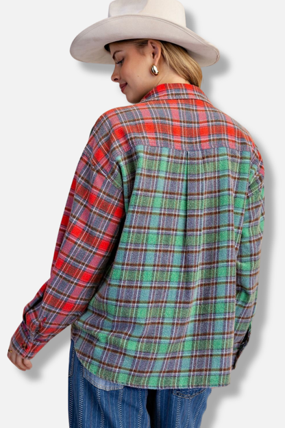 Plaid Button Down Shirt - Multi Color