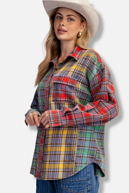 Plaid Button Down Shirt - Multi Color
