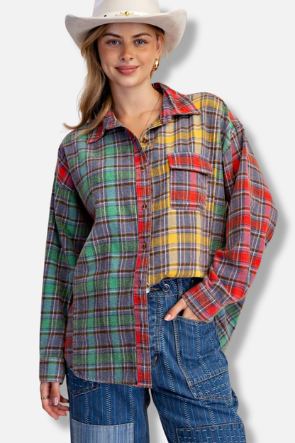 Plaid Button Down Shirt - Multi Color