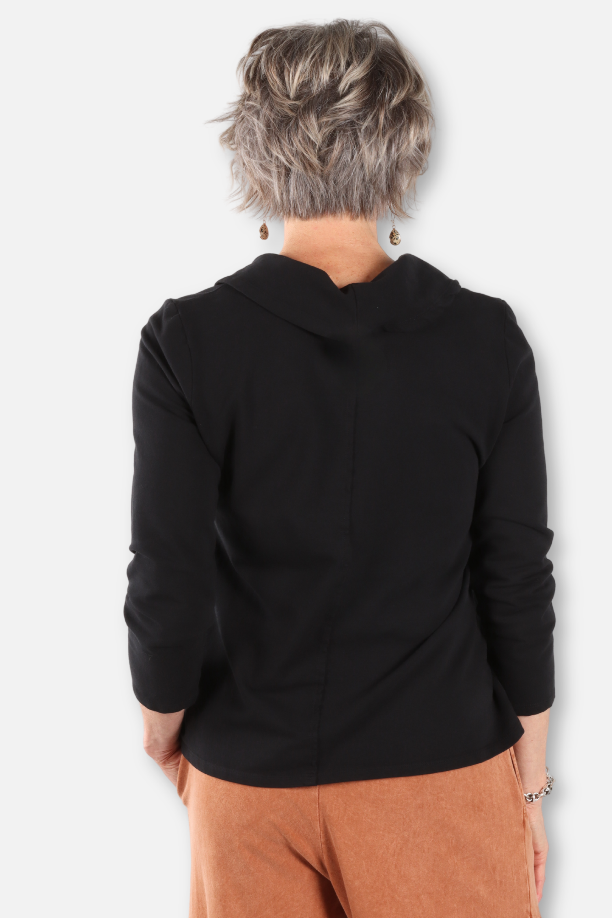 Cowl Neck A-Line Top Plus - Black