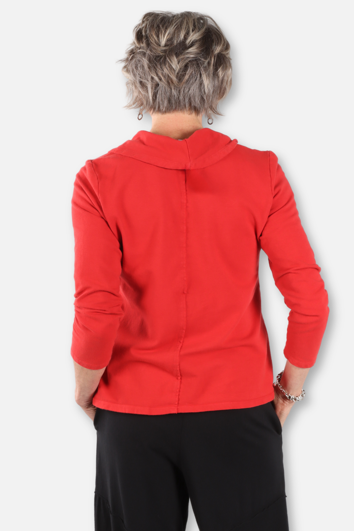 Cowl Neck A-Line Top Plus - Red